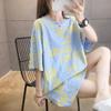 Camiseta Feminina de Algodão Puro, Moderna e de Manga Curta, Estilo Coreano Moda Ins 2024 Novo Verão Top Feminino Plus-Size, Comprimento Médio