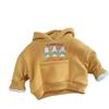 Sudadera con capucha para invierno para niños con forro polar y diseño de dibujos animados, top elegante con bolsillos grandes para niños y niñas