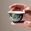 Miyan Zen Significado Loto de Tinta Puro Pintado a Mano Taza Maestra de Cerámica Taza de Presión Manual Grande para el Hogar Artesanía Taza de Degustación de Té Taza de Té Juego de Té