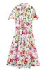Roupa Europeia e Americana Transfronteiriça 2025 Primavera Nova Moda Suave Elegante Vestido Floral Decorado com Cinto 2944303