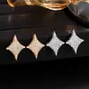 Novo produto transfronteiriço: Colar de Estrela de Quatro Pontas Cravejado de Diamantes, Brincos de Zircônia de Alta Qualidade da Moda Europeia e Americana, Anel de Luxo Leve