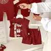 Conjunto de Verano para Niños, Chaleco Festivo Delgado Rojo de Verano sin Mangas para Bebé, Conjunto de Dos Piezas Vestido para Cumpleaños de Cien Días