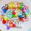 Chaveiro de Contas Tira de Silicone Corda de Couro Pingente Acessórios de Metal Argola de Aço Fivela de Porta Anel de Cartão Pequeno