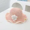 Nuevo Sombrero de Sol de Playa de Girasol para Viaje al Aire Libre para Bebé Niña Sombrero de Pescador Moda Coreana Sombrero de Paja de Papel Venta al por Mayor