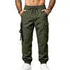 Calça de Sarja Pesada Microelástica Europeia e Americana Transfronteiriça para Homem, para Treinamento Esportivo, Descanso Casual, Deslocamento, Multibolsos, Barra Afunilada, Longa