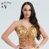 Top de rendimiento con lentejuelas europeas y americanas, sujetador de lentejuelas para danza del vientre DS, traje con borlas de lentejuelas para escenario de discoteca