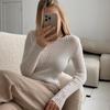 Comércio exterior Europa e Estados Unidos primavera e verão oco gola redonda manga comprida fina camisola top feminino XX0339