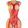 Nova Lingerie Sexy de Comércio Exterior Europeu e Americano Peito Vazado Sexy Peça Única Renda Jacquard Abertura Inferior Alça Cruzada Item Quente Transfronteiriço