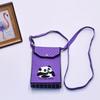 Bolso para teléfono móvil de estilo coreano con diseño de panda pequeño, bandolera de punto, bolso de mano con solapa, bolso informal para salir