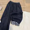 Novedad de Otoño: Jeans Casuales de Pierna Ancha Cónica con Cintura Elástica y Cordón de Color Original, Pantalones Sencillos y Versátiles Adelgazantes para Mujer