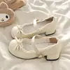 Populares zapatos Mary Jane estilo japonés para mujer, nuevo modelo otoño 2026, lindos zapatos de una sola hebilla con lazo, zapatos pequeños de cuero de punta redonda