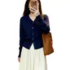 Nuevo cárdigan de punto suave y acogedor estilo coreano para mujer, corte ajustado, adelgazante, abrigo suéter básico versátil de color liso para otoño e invierno