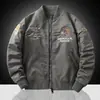 Chaqueta de Aviador para Hombre de Primavera y Otoño Chaqueta de Béisbol Bordada Abrigo Casual Americano Chaqueta de Trabajo a la Moda
