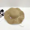 Sombrero de Paja de Playa de Ala Ancha para Mujer Verano Viajes a la Costa Vacaciones Protección Solar Guirnalda Sombrero para el Sol Sombrero para el Sol de Ciclismo al Aire Libre