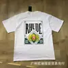 Exportación Transfronteriza Marca de Moda Americana Rhude Diseño Camisetas de Manga Corta para Hombre y Mujer High Street Sueltas Casuales Algodón Puro Estampadas