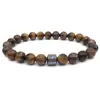 Joyería Transfronteriza Amazon Pulsera Magnética Piedra de Obsidiana Pulida Piedra Mapa Pulsera de Cuentas Mayoreo