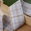 Fita xadrez bicolor listrada azul para laço DIY, acessório de cabelo, roupas de boneca, sapatos, chapéus e componentes de acessórios, fita xadrez