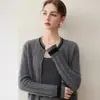 2026 Invierno Nuevo Cachemir Siete Puntos Engrosado Cuello Redondo Cardigan de Punto Manga Larga Bloque de Color Tejido de Trenzas Prenda Exterior