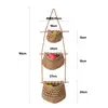 Bolsa de Red Tejida a Mano con Palo de Madera, Bolsa de Red Decorativa para Almacenamiento de Frutas, Bolsa de Red Colgante Transfronteriza de Múltiples Capas con Forma de Gota de Agua