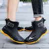 Botas de Lluvia Negras de Tubo Corto para Pareja, para Trabajos en Días Lluviosos, Zapatos de vadeo Todo en Uno para Hombres y Mujeres, Zapatos de Goma para Lluvia o Sol, Zapatos de Agua para Cocina