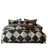 Juego de ropa de cama de cuatro piezas de alta calidad, amigable con la piel, todo algodón cepillado, funda de edredón estilo nórdico simple, ropa de cama de algodón puro, juego engrosado