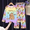 Pijamas para niños de primavera y otoño, finos, de manga larga, con dibujos animados, para niños y niñas, bonitos trajes para el hogar, para niños medianos y grandes, comercio exterior