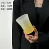 Vaso de Vidrio con Rayas Verticales de Color Degradado Único, Vaso para Beber Doméstico con Funda de Madera Anti-Quemaduras, Taza de Café de Gama Alta, Vaso para Bebidas Frías