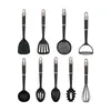 Exclusivo transfronteiriço: Conjunto de utensílios de cozinha de nylon de nove peças com cabos banhados a ouro rosa, incluindo conchas de sopa e espátulas, para uso na cozinha