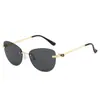 Gafas de Sol Sin Montura Estilo Nuevo para Mujer, Gama Alta, Anti-UV, Gafas de Sol Transfronterizas Europeas y Americanas con Patas de Metal para Protección Solar