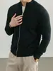 Jaqueta Cardigan Masculina Hengyuanxiang de Tricô Fino 100% Lã Pura, Novo Suéter Masculino de Cor Sólida Outono e Inverno 2026