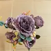 Flor de Rosa Artificial Peonía de Seda Hortensia Ramo de Flores Falsas Vintage Decoración de Fiesta Boda Festival Decoración del Hogar