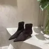Botas Elásticas Bico Fino Salto Agulha Outono/Inverno 2026, Botas de Cano Médio Slim Celebridade da Internet, Botas de Salto Alto Fosco para o Dia a Dia e Trabalho para Mulheres