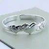 Pulseira de prata de lei s990 moda novo amor retrô Pulseira de prata aberta temperamento pulseira de prata feminina