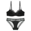 Lencería Sexy de Estilo Francés Transfronteriza para Mujer, Lencería de Encaje Fino Brillante, Minimizadora de Busto Grande, Anticaída, Conjunto de Brasier de Talla Grande