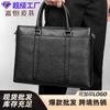 Nuevo Maletín de Piel Genuina para Hombre Bolso de Mano Casual de Negocios Piel de Vaca de Primera Capa Patrón Lichi Bolsa para Computadora Bolsa Cruzada A4