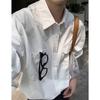 Camisa de Manga Corta para Hombre Estilo Retro Japonés Nuevo Estilo Ins Camisa de Trabajo de Alta Gama Estilo Verano Chaqueta de Manga Tres Cuartos