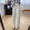¡Un salvavidas para caderas anchas! Jeans de tiro alto, adelgazantes, corte estrecho, pierna curva para mujer, colección de otoño, pantalones de abuela rectos cropped, H091109