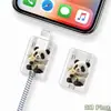 Protector de cable de datos con diseño de panda y flores, protector de cable de carga anti-rotura y anti-mordeduras, adecuado para Ty