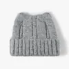 Gorro de Lana Gruesa Cálido de Invierno con Orejas de Gato para Mujer, Circunferencia de Cabeza Grande, Gorro de Punto Versátil para Exteriores