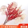 Flores Artificiais Douradas Frutas Vermelhas Artificiais Planta do Dinheiro Eucalipto Folhas Douradas Flor de Natal Frutos de Azevinho Flores de Ano Novo