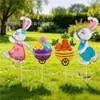 Letreros Personalizados de Pascua para el Jardín, Letreros Metálicos para Exteriores, Estacas de Conejo para el Jardín, Letreros Decorativos para el Césped