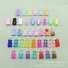 Urso Transparente Duas Cores Gradiente Glitter Resina Mini Urso g Chaveiro Brincos Colar diy Joias Pingente