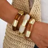 Pulsera de Borde Ancho con Superficie de Espejo de Venta Caliente Transfronteriza Europea y Americana, Pulsera Brillante Exagerada Personalizada, Pulsera de Resina Acrílica