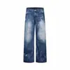 Yidao Vintage 2026 Otoño Nuevo Estilo Americano Modernos Lavados Desgastados Sueltos Pierna Ancha Rayo Agrietado Jeans para Hombre