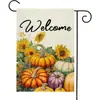 Bandera de Jardín de Otoño de Acción de Gracias de Amazon Calabaza Lino Decoración de Doble Cara Banner de Bandera para Patio Exterior Jardín