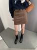 Huang Zheng Menina Popular Saia de Camurça Cintura Alta Feminina Outono e Inverno Slim Fit Evasê Casual Cobre o Quadril Saia Curta 541011