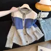 Abrigo suéter de rayas de bloques de color estilo casual, nueva moda de otoño, holgado y adelgazante, cuello redondo, cárdigan de punto de un solo botón