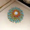 Broche Flor Pérola Zircônia Banhado a Ouro Real 18K, Broche Pino de Luxo Leve de Alta Qualidade, Acessório para Terno