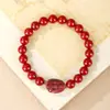 Pulseira Buda de Areia Dourada Roxa Natural com Alto Teor de Cinábrio, Contas Gravadas dos Oito Protetores, Joias de Cinábrio Vermelho em Estoque