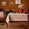 Toalha de Mesa de Natal e Ano Novo Impermeável à Prova de Óleo Isolante Térmico Xadrez Colorida para Decoração de Ambiente Doméstico e de Loja Toalha de Mesa Longa